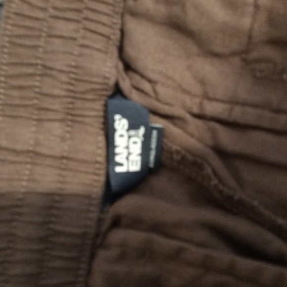 Lands' End Womens High Rise Pull On Crop Pants Chocolate Brown Linen Size22w - Picture 4 of 10